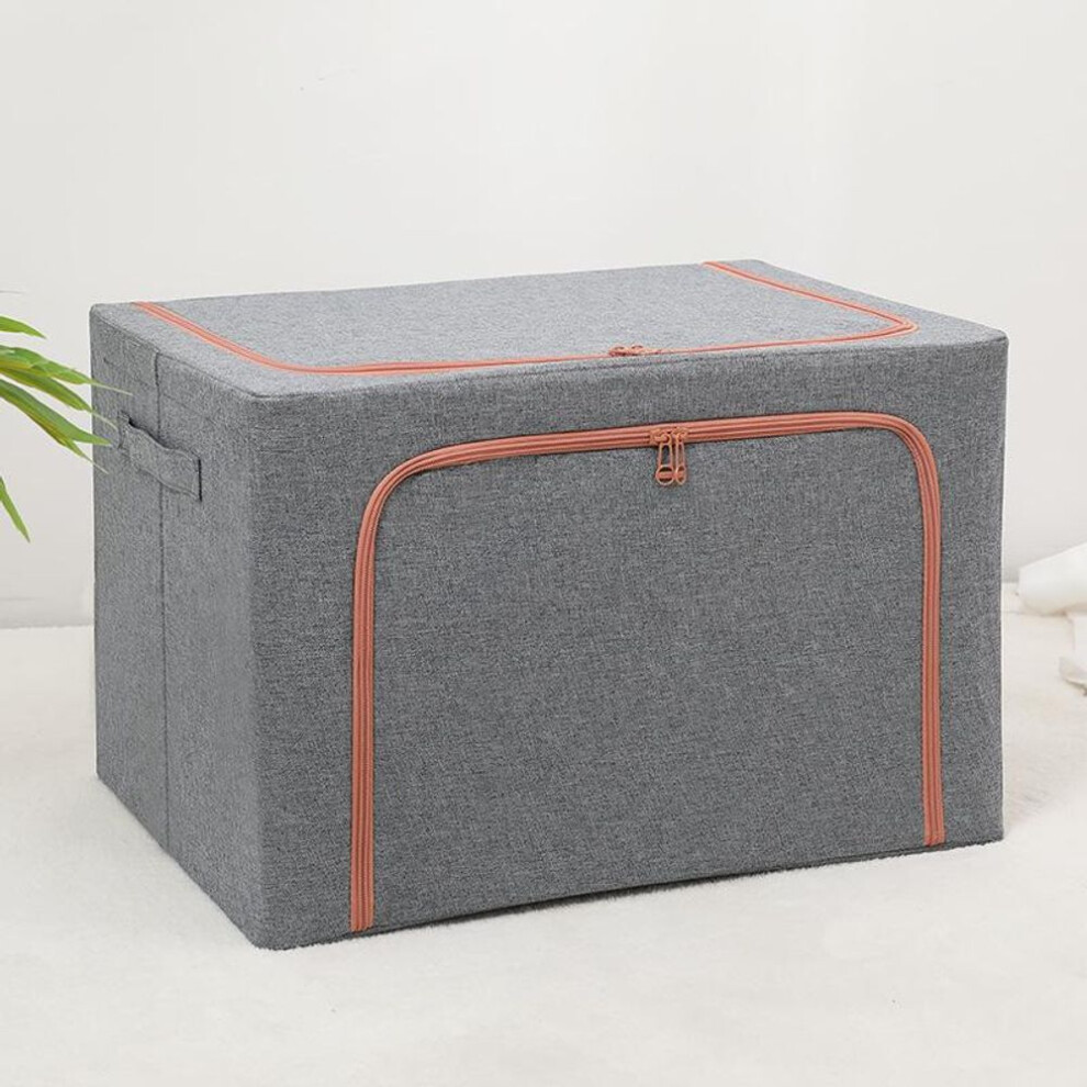 (grey, 66L（50*40*33cm）) Fabric Storage Box Organizer Foldable Bag Laundry Blanket Pillow Storage Cabinet Large Capacity Bin Clothing Organizer