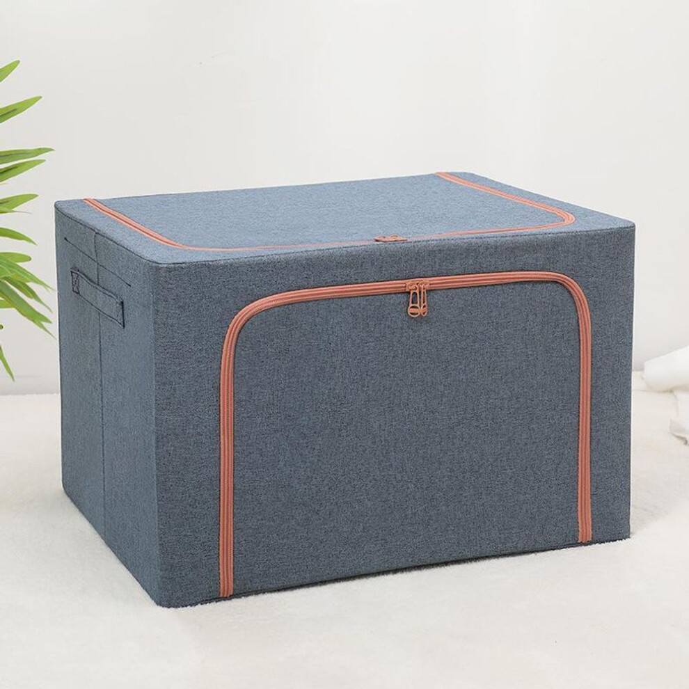 (blue, 66L（50*40*33cm）) Fabric Storage Box Organizer Foldable Bag Laundry Blanket Pillow Storage Cabinet Large Capacity Bin Clothing Organizer