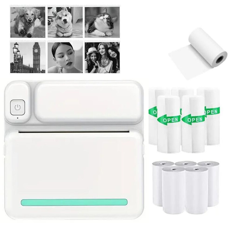 (green) C19 Mini Print Portable Thermal Printer Photo Pocket Thermal Label Printer 58mm Printing Wireless Bluetooth Android Ios