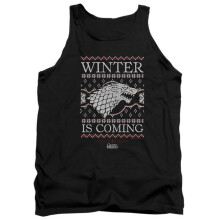 Trevco Sportswear GOT10028-TK-5 Game of Thrones Winter is Coming Ugly Christmas Adult Tank Top, Black - 2X