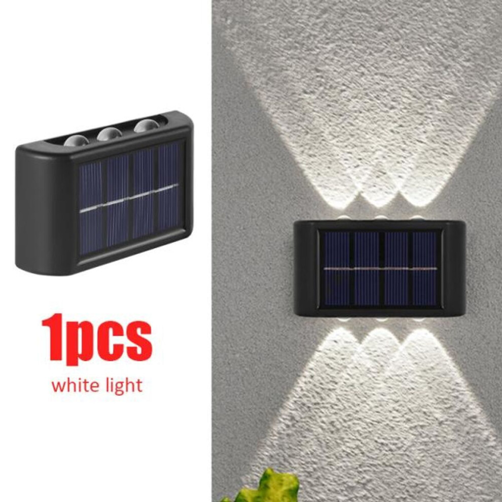 (white, 1 PCS) 6 LED Solar Wall Lamp Outdoor Waterproof Balcony Wall Lights for Courtyard Street Landscape Garden Decor Lamp Solar Outdoor Wall Lamp