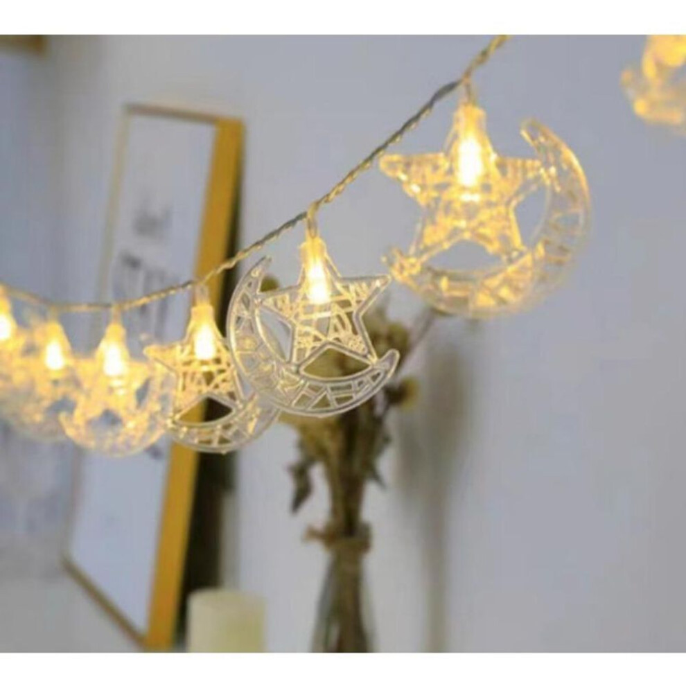 (03-3cm) 1.5m 10led Eid Mubarak Led String Lights Islam Muslim Festival Party Moon Star Castle Lantern Ramadan Home Decoration 2024 New