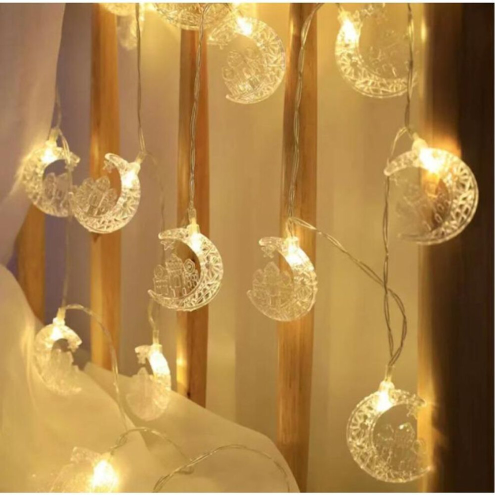 (01-3cm) 1.5m 10led Eid Mubarak Led String Lights Islam Muslim Festival Party Moon Star Castle Lantern Ramadan Home Decoration 2024 New