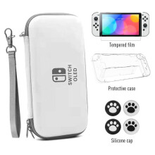 (grey, Switch Oled Set) DATA FROG Portable Carrying Case Compatible Nintendo Switch OLED Console Screen Protector for Switch Oled Clear Case Accessories
