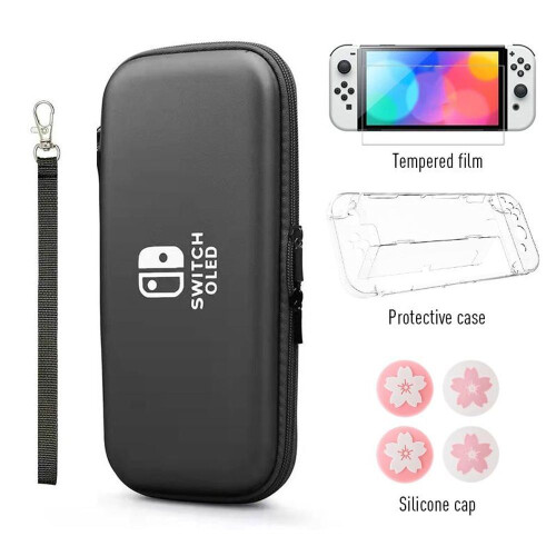 (black, Switch Oled Set) DATA FROG Portable Carrying Case Compatible Nintendo Switch OLED Console Screen Protector for Switch Oled Clear Case Accessories