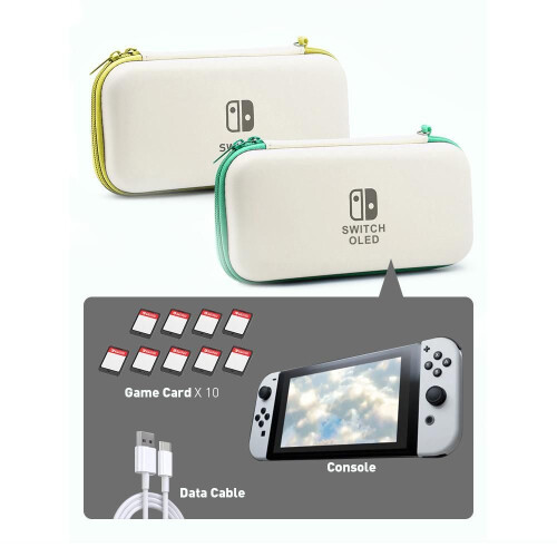 (black, Switch Oled Set) DATA FROG Portable Carrying Case Compatible Nintendo Switch OLED Console Screen Protector for Switch Oled Clear Case Accessories 2