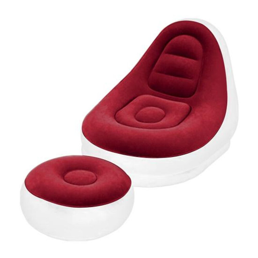 (red) 1 Set Good Lounger Sofa Multi-purpose Inflatable Lazy Couch With Foot Stool