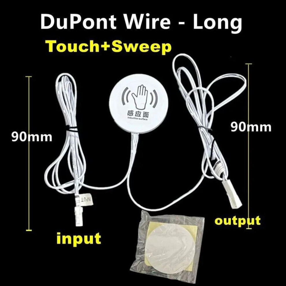 (as the picture, Dupont wire-B) Penetrable 25mm Wood Panel Wireless Touch Sensor Led Light Switch Control 12v 24v 60w Hand Sweep Control Dimmable Touch Dimmer