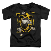 Trevco Sportswear HP8490-TT-3 Harry Potter Hufflepuff Magicial Mischief Level Up Crest Toddler Short Sleeve T-Shirt, Black - Large 4T