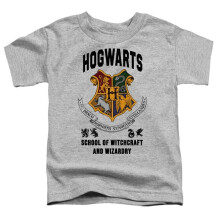 Trevco Sportswear HP8981-TT-3 Harry Potter Hogwarts School of Witchcraft Toddler Short Sleeve T-Shirt, Athletic Heather - Large 4T