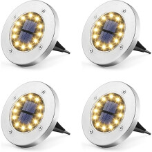 (Warm White) 12LED Solar Power Ground Lights Floor Decking Lawn