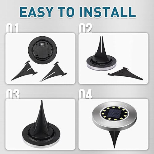 (Cold White) 12LED Solar Power Ground Lights Floor Decking Lawn 2