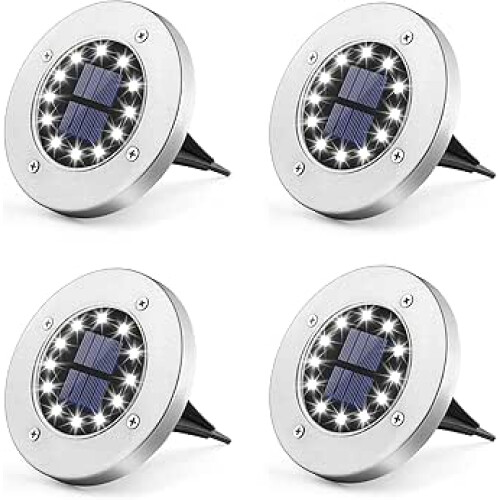 (Cold White) 12LED Solar Power Ground Lights Floor Decking Lawn