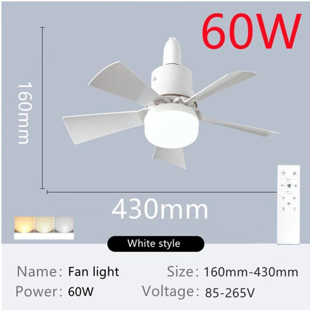 (60W B22) LED Ceiling Fan Light 40/60W E27 Remote Dimming for Living Room Study and Home Use Fan Light Smart Silent Ceiling Fans 85-265V
