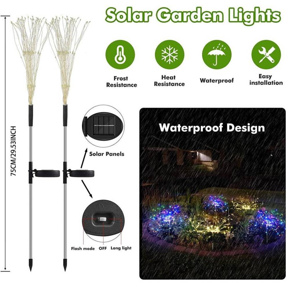 (multicolor, 200led) Solar Fireworks Lamp Outdoor Grass Globe Dandelion Flash String Fairy lights 120/150 LED For Garden Lawn Holiday Light