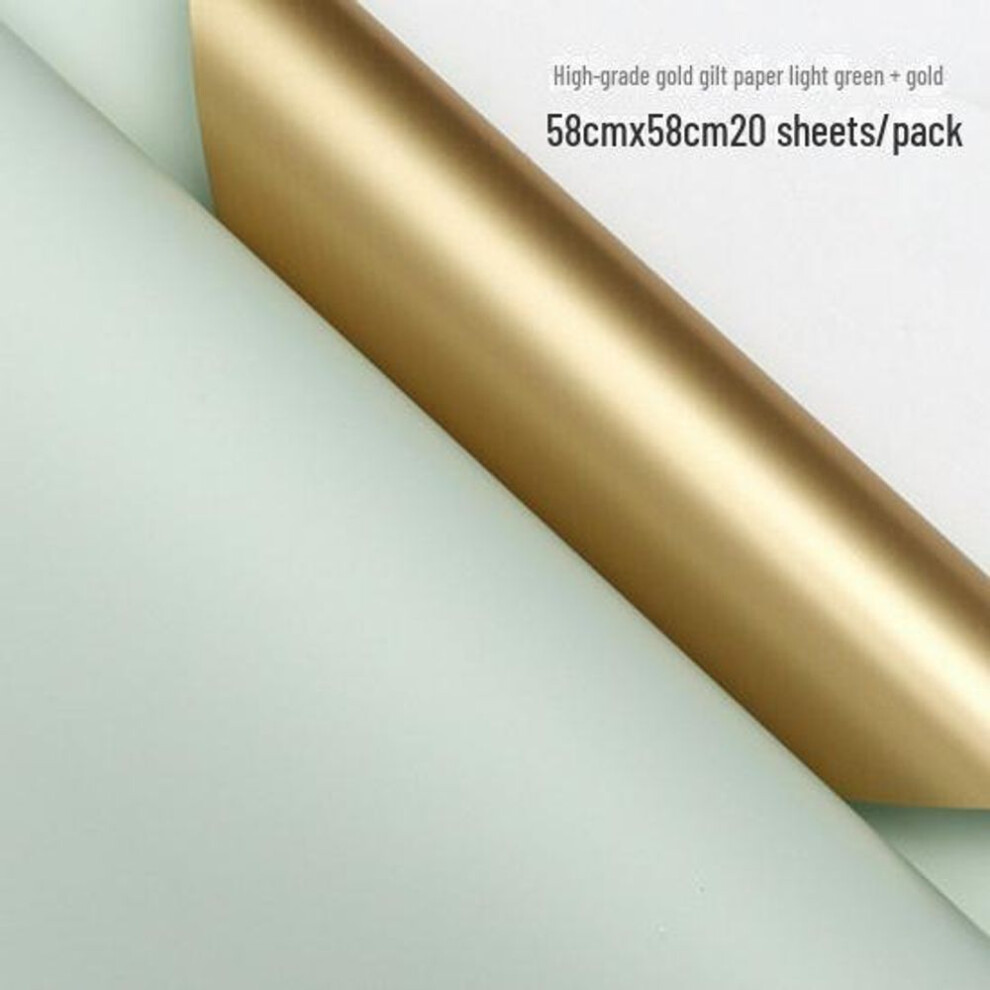 (light green,gold) "Elegant Two-Color Gold Floral Bouquet Wrapping Paper