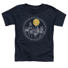 Trevco Sportswear HP8364-TT-2 Harry Potter Hogwarts Full Moon Line Art Toddler Short Sleeve T-Shirt, Navy - Medium 3T