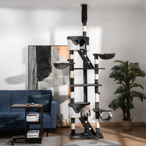 PawHut PawHut Kitten Tower Adjustable 240-260cm, Scratch Posts, Houses, White
