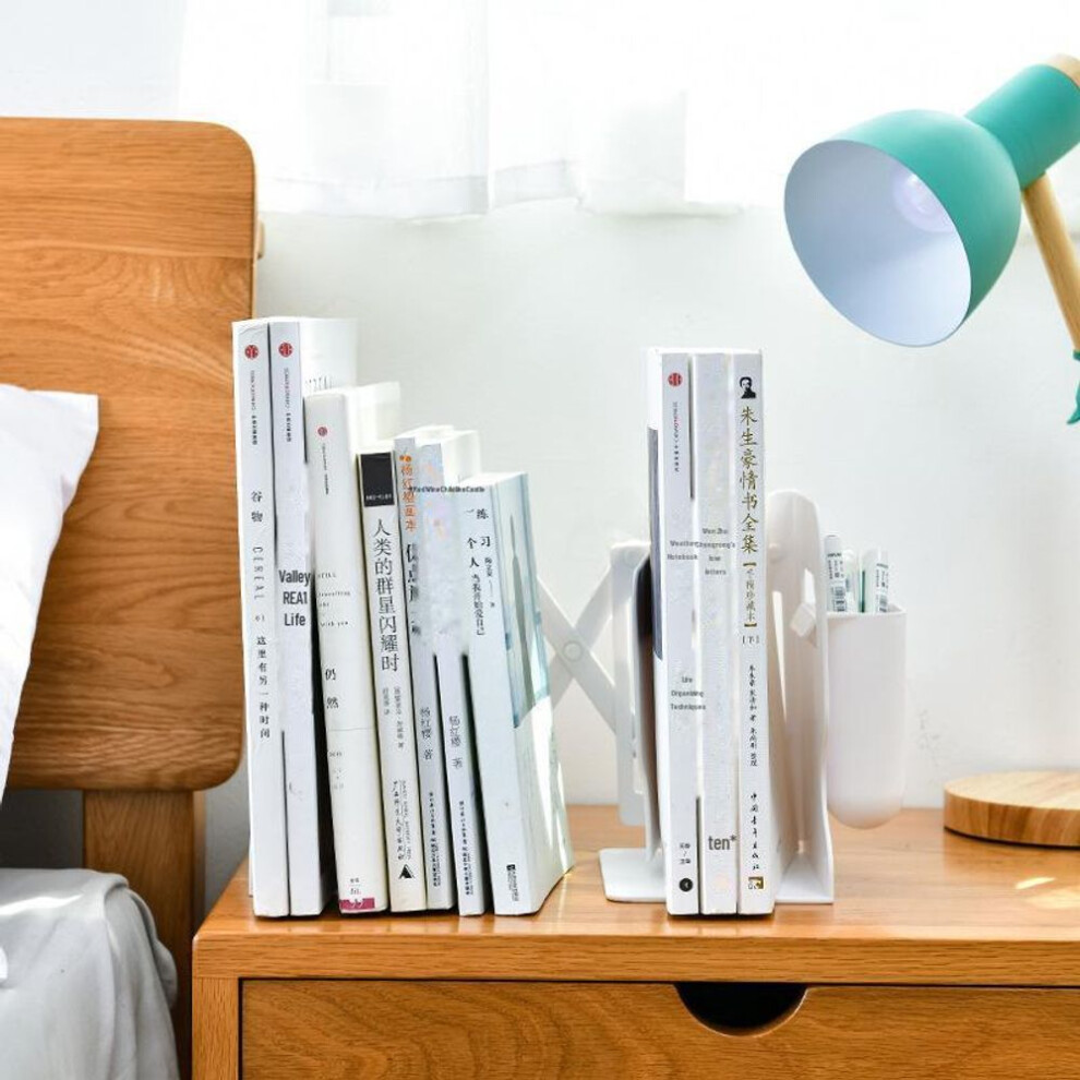 (White Pen Holder) "Creative Retractable Book Stand for Office, School or Student Desk