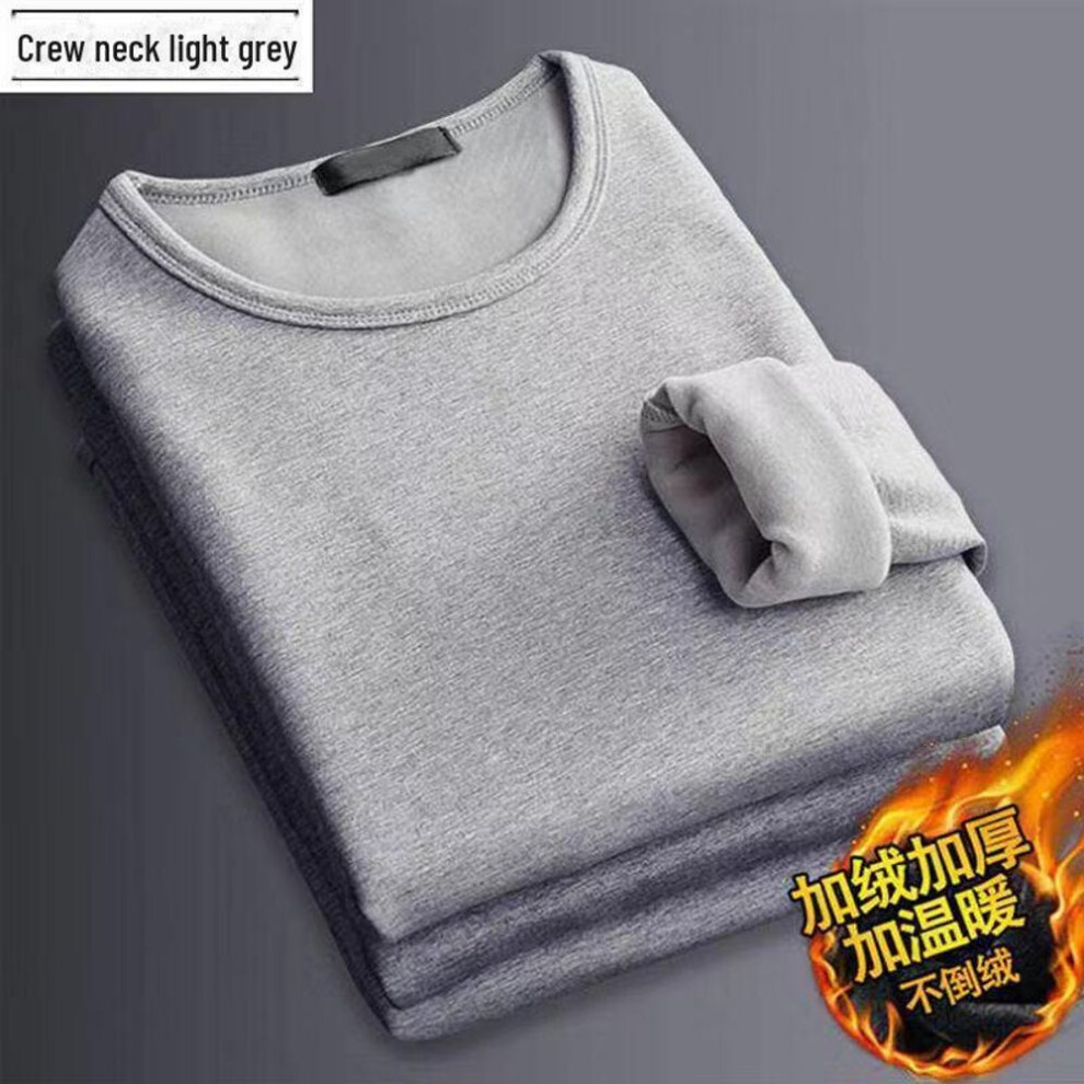 (light gray, XL) "Men's and Boys' Long-Sleeve Autumn/Winter Warm T-Shirt