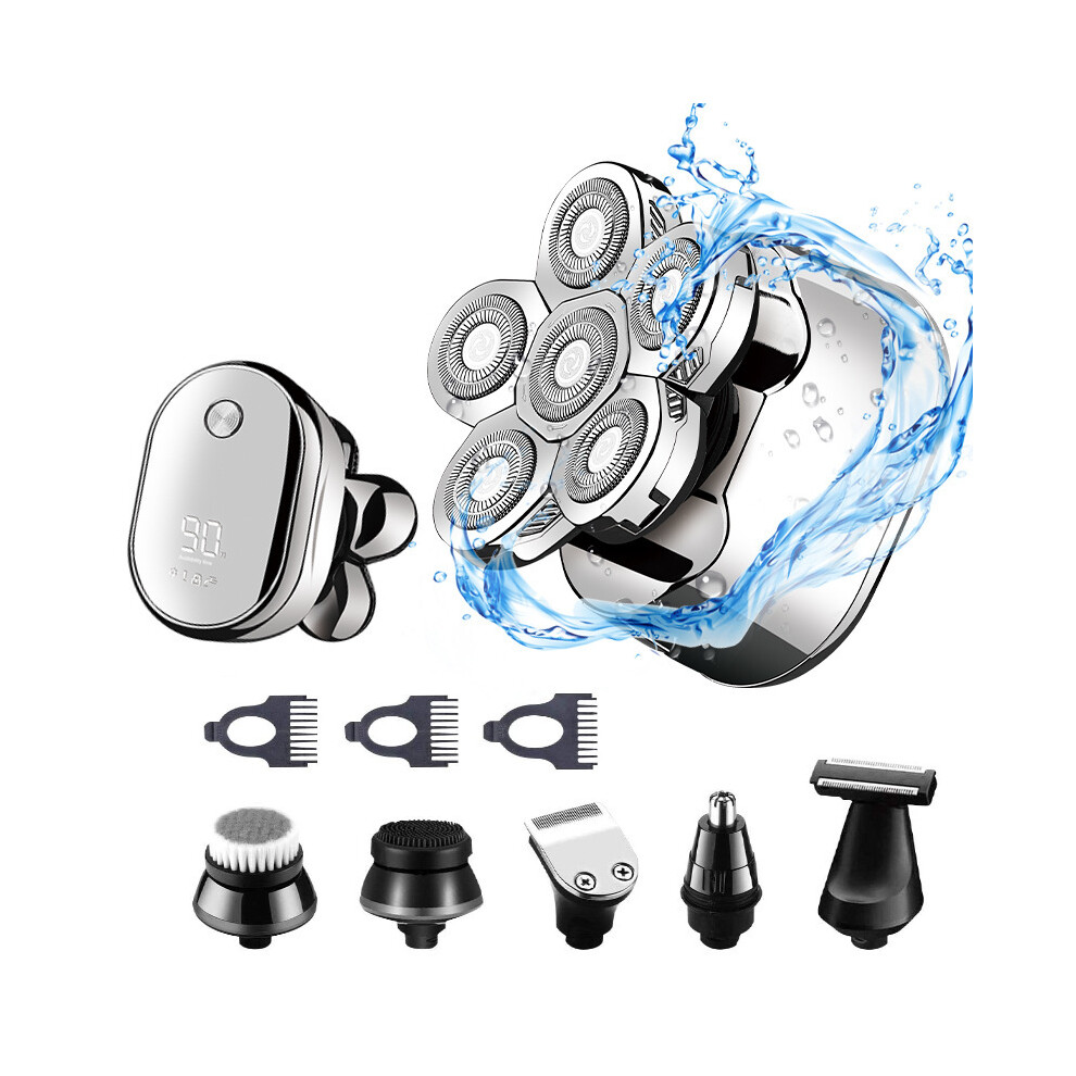 (LK-8820 Silver Set, USB model) Multifunctional electric shaver for men's hair clipper electric shaver for beard knife razor blade bald machine