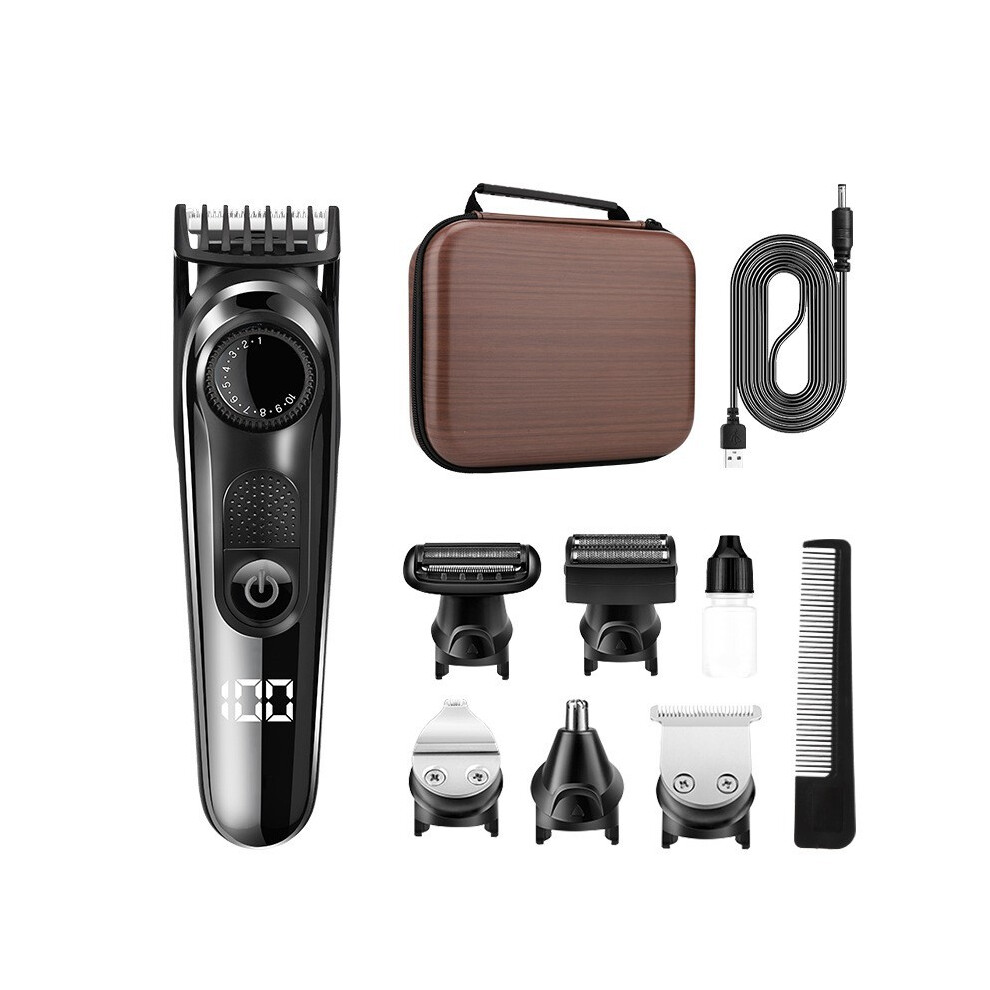 (USB model, 1832) Waterproof electric shaver for home men's hair clipper multi-function electric push-scissor nose hair set