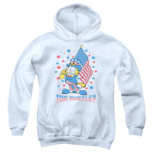 Trevco Sportswear GAR484-YFTH-4 Garfield Subtle Youth Hooded Sweatshirt, White - Extra Large