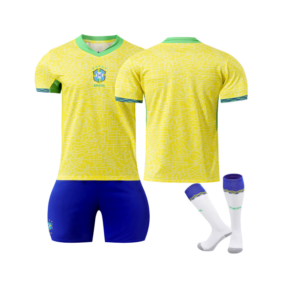 Qinyuchen (22(120-130Cm)) Comfortable 2425 Brazil Home Unnumbered Training Suit With Socks