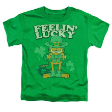 Trevco Sportswear GAR607-TT-1 Garfield Feelin Lucky Toddler Short Sleeve T-Shirt, Kelly Green - Small 2T