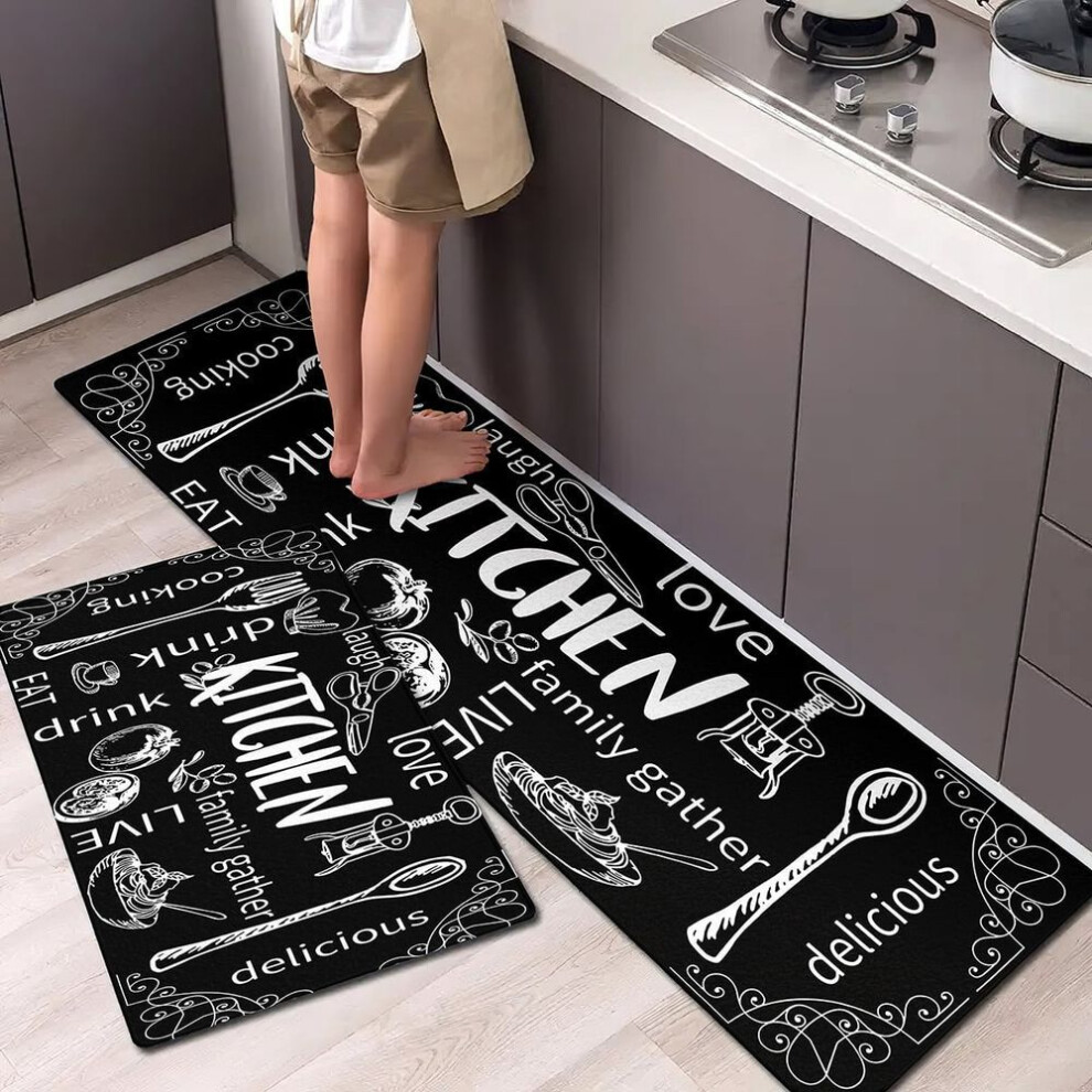 (50x80cm/19.6x31.5 Inchs) Anti Fatigue Kitchen Mat Non Slip Thick Cushioned Kitchen Rug Heavy Duty Comfort Standing Mats Waterproof Kitchen Carpet 1pcs