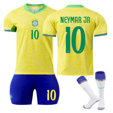 (M(170-175CM)) Comfortable 2425 Brazil Home NEYMAR JR #10 Training Suit With Socks