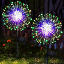 (Multicolor) 2 Pack 120 LED Firework Solar Lights Outdoor Garden