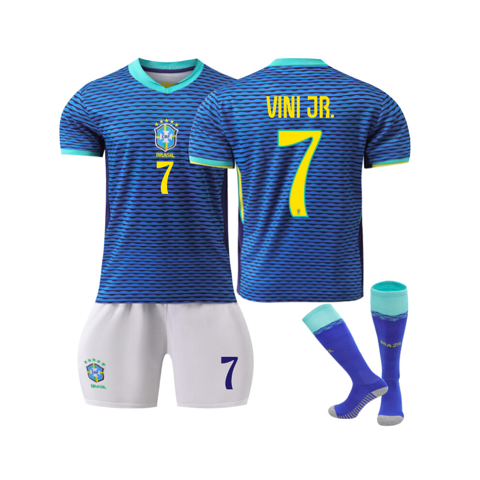 Qinyuchen (28(150-160Cm)) Comfortable 2425 Brazil Away Vini Jr. #7 Training Suit With Socks