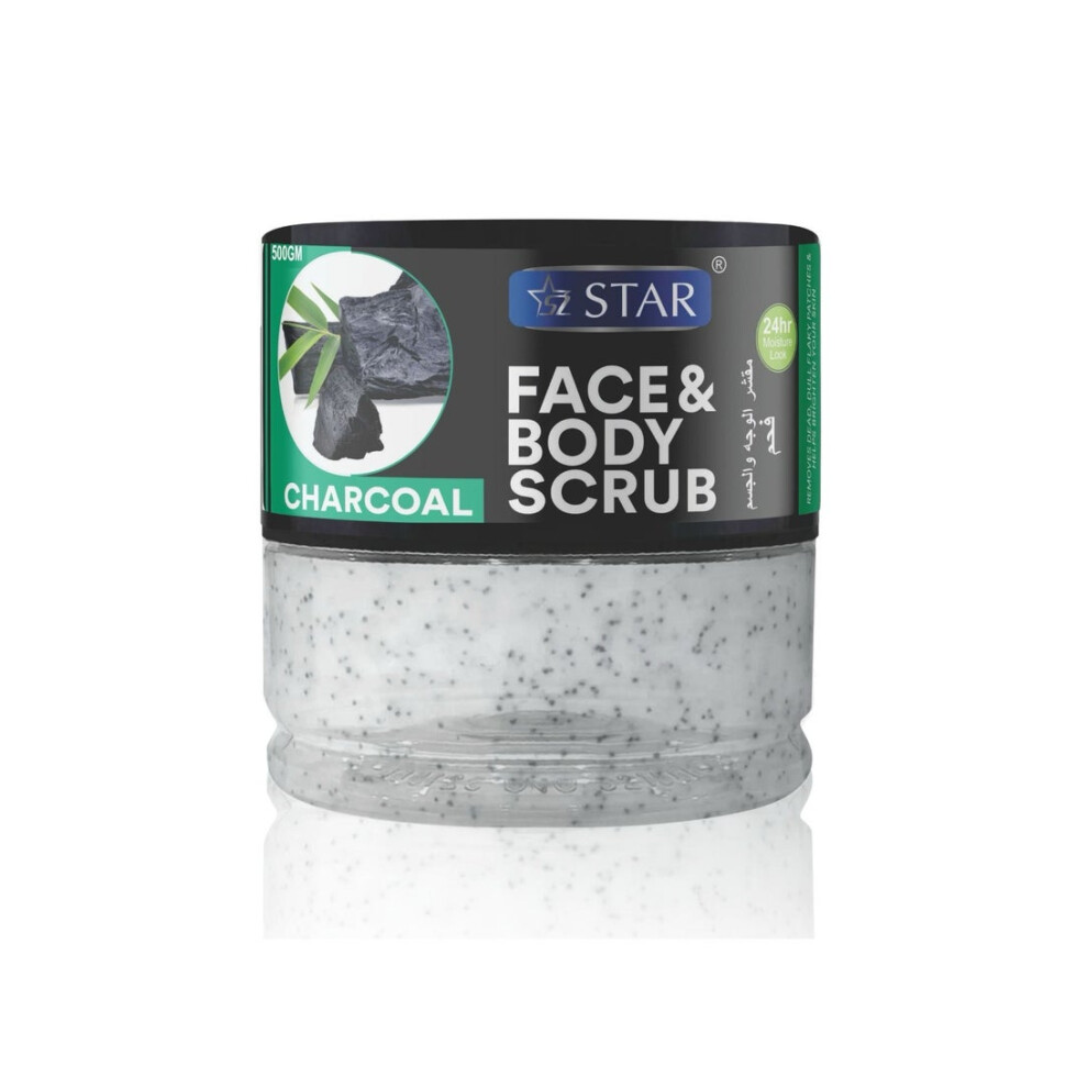 SZ Star Charcoal Face & Body Scrub 500g | Exfoliating & Detoxifying Scrub for Deep Cleansing, Smooth, Glowing Skin | Pore Cleansing & Skin Renewal