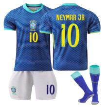(26(140-150CM)) Comfortable 2425 Brazil Away NEYMAR JR #10 Training Suit With Socks
