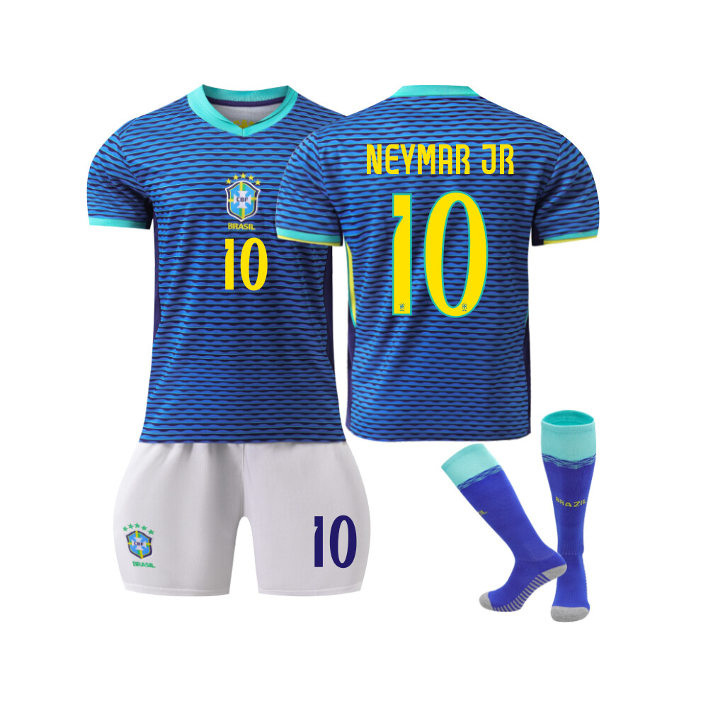 Qinyuchen (M(170-175Cm)) Comfortable 2425 Brazil Away Neymar Jr #10 Training Suit With Socks