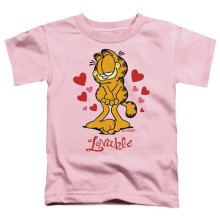 Trevco Sportswear GAR137-TT-2 Garfield Lovable Toddler Short Sleeve T-Shirt, Pink - Medium 3T