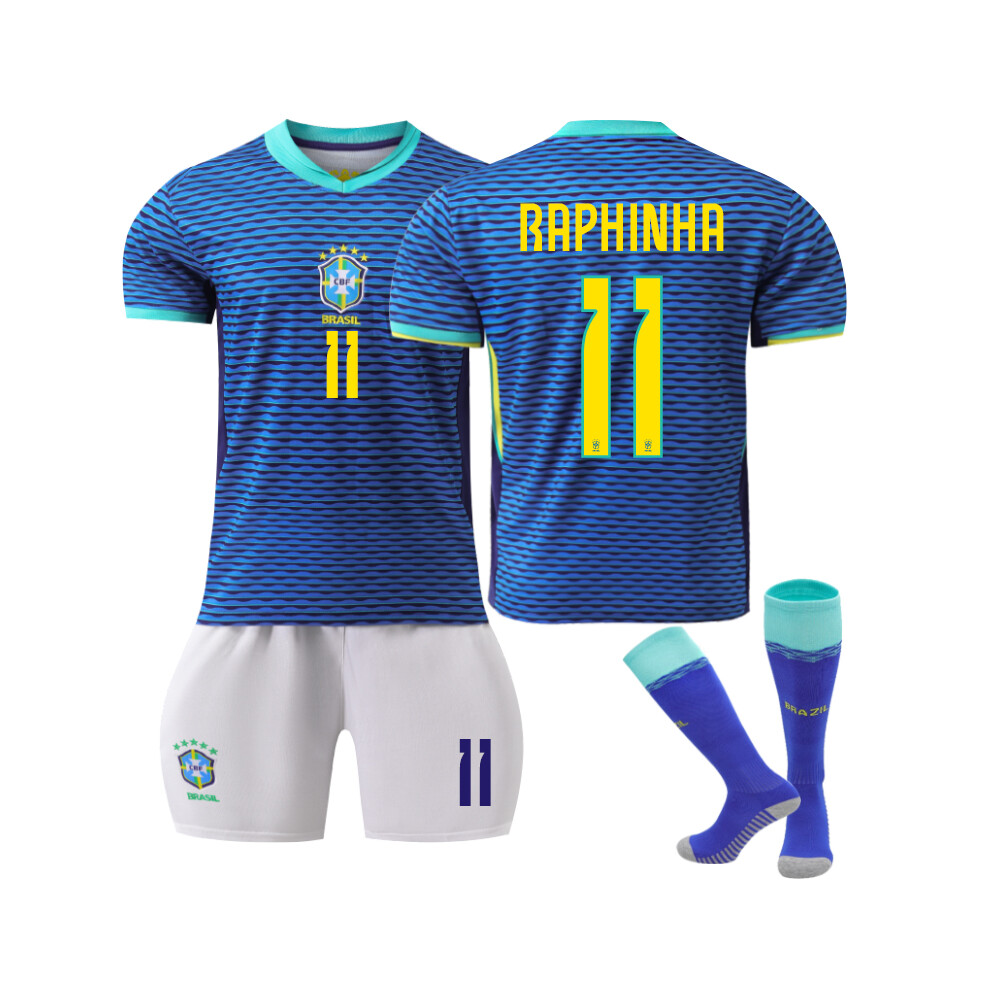 Qinyuchen (22(120-130Cm)) Comfortable 2425 Brazil Away Raphinha #11 Training Suit With Socks