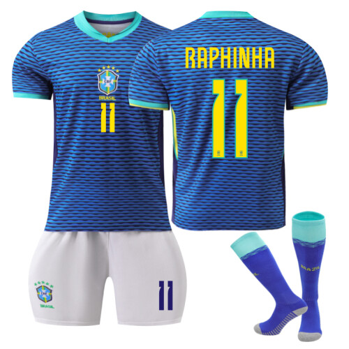 (28(150-160CM)) Comfortable 2425 Brazil Away RAPHINHA #11 Training Suit With Socks