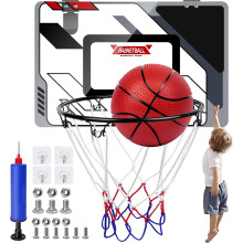 Sports Basketball Hoops Kids Indoor Over The Door Mini Hoop Accessory for Bedroom Office, Portable Mini Basketball Hoop with Complete Accessories