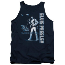 Trevco Sportswear ELV606-TK-2 Elvis Presley One Night Only Adult Tank Top, Navy - Medium