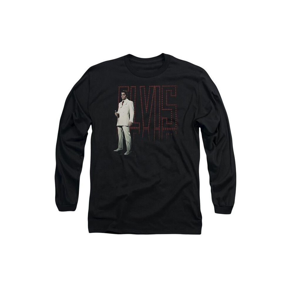 Trevco Sportswear ELV608-AL-5 Elvis Presley White Suit Adult Long Sleeve T-Shirt, Black - 2X-image-OPC-PGD5V6B-NEW