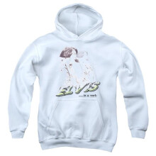 Trevco Sportswear ELV588-YFTH-1 Elvis Presley is A Verb Youth Hooded Sweatshirt, White - Small