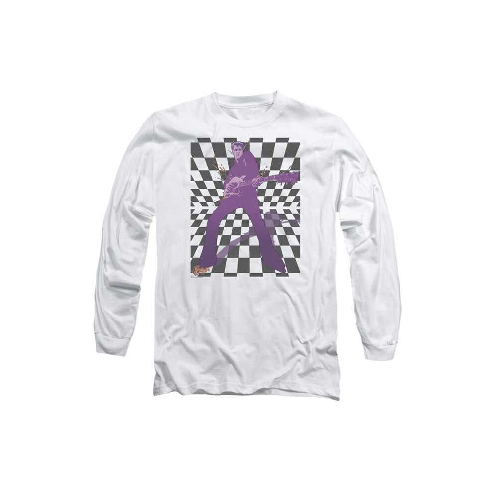 Trevco Sportswear ELV595-AL-5 Elvis Presley Lets Rock Adult Long Sleeve T-Shirt, White - 2X-image-OPC-PGD5VCQ-NEW