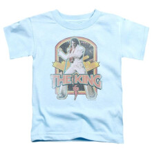 Trevco Sportswear ELV717-TT-2 Elvis Presley Distressed King Toddler Short Sleeve T-Shirt, Light Blue - Medium 3T