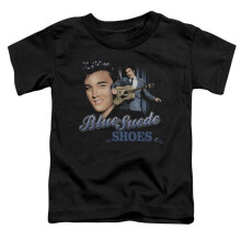 Trevco Sportswear ELV708-TT-2 Elvis Presley Blue Suede Shoes Toddler Short Sleeve T-Shirt, Black - Medium 3T