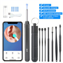 (Black) Rechargeable Ear Wax Removal Tool With Camera