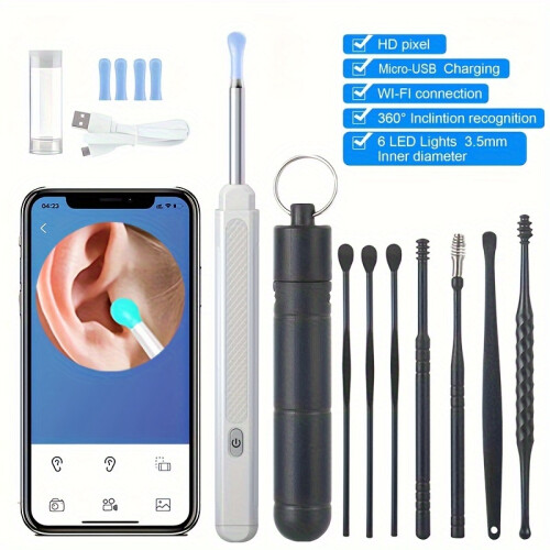 (Black) Rechargeable Ear Wax Removal Tool With Camera 2