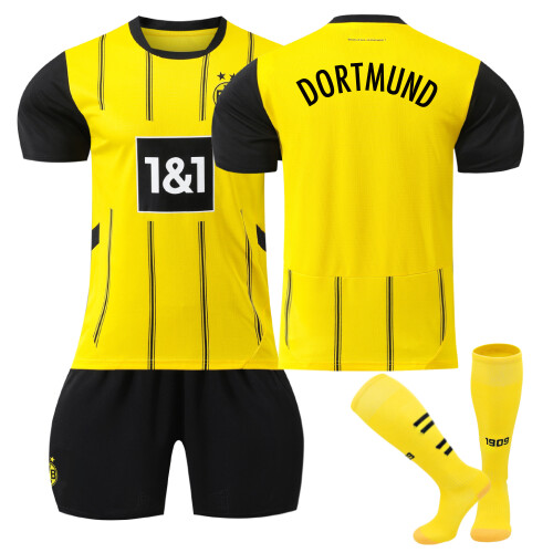 (XL(180-190CM)) Comfortable 2425 Dortmund Home Unnumbered Training Suit With Socks