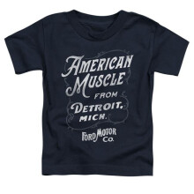 Trevco Sportswear FORD262-TT-2 Ford American Muscle Classic Script Toddler Short Sleeve T-Shirt, Navy - Medium 3T